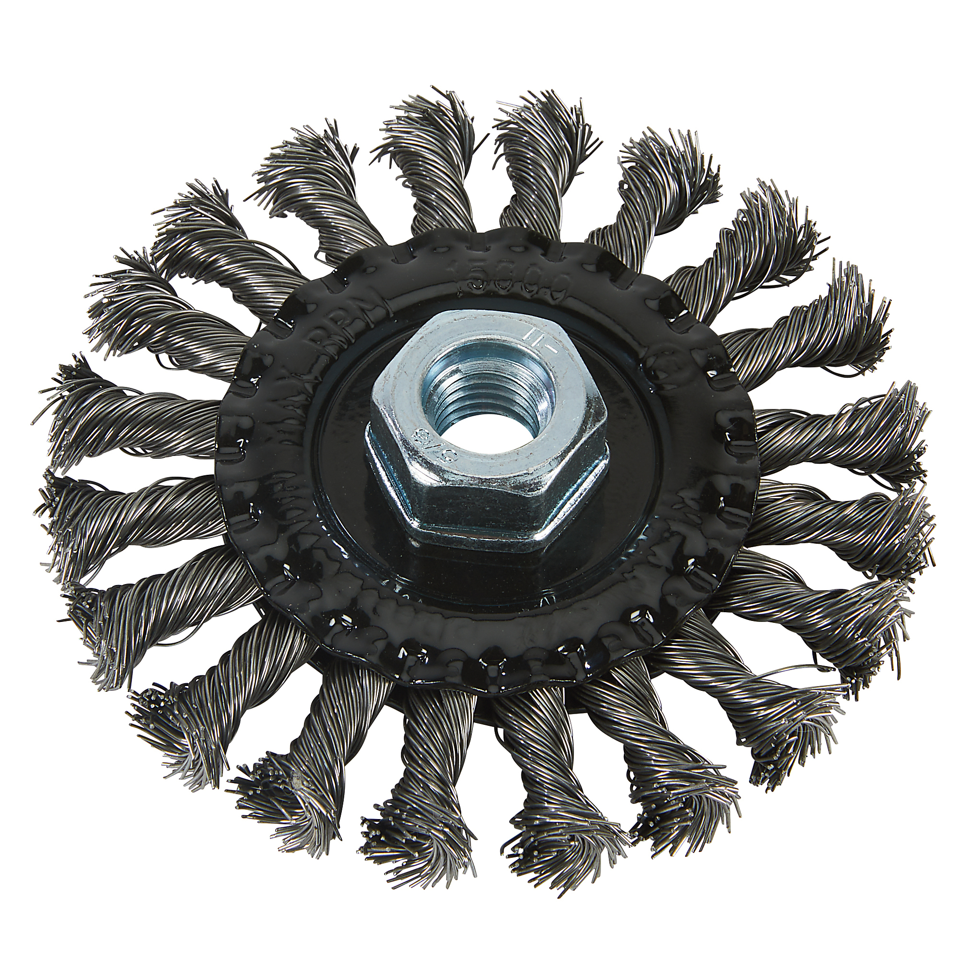 Klutch 4.5in. Industrial Twisted-Knot Wire Wheel for Angle Grinders, 5/8in.-11 Arbor, 12,500 RPM